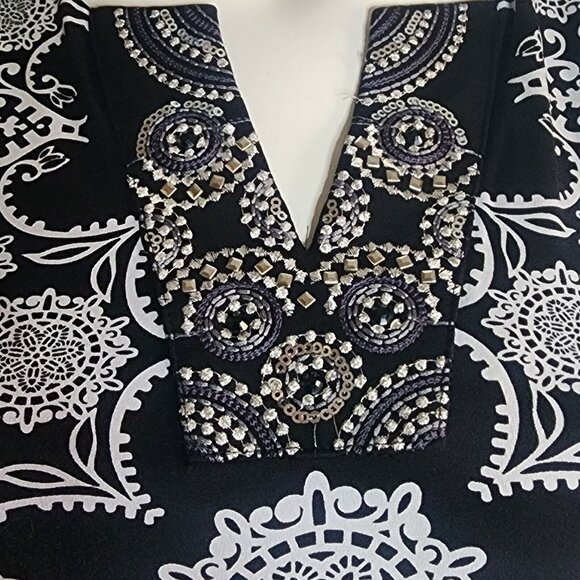 41 HAWTHORN Stitch Fix Black White Sleeveless Jeweled Dress Womens Size S Small - Picture 6 of 8